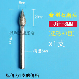 Bolida emery grinding head stone tablet carving marble lettering tool straight grinder drill bit date curved water drop stone grinding wheel diameter 8mm -1 piece