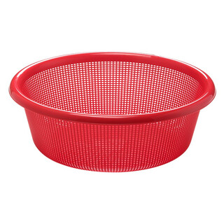 Camellia lehui round sieve plastic basket round thickened vegetable basket storage large organizer kitchen drain blue household red 35.8cm