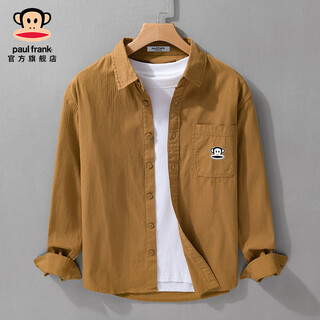 Big mouth monkey (paul frank) pure cotton casual long-sleeved shirt men's spring and autumn loose trendy brand jacket top men's versatile new lapel shirt 9569c dark card color official authentic l recommended 120-135jin jin equals 0.5 kg