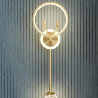 Fenglanq fenglanq golden black wall lamp bedside lamp decorative background wall gypsophila deer head led new engineering tv wall long gypsophila gold three-color dimming