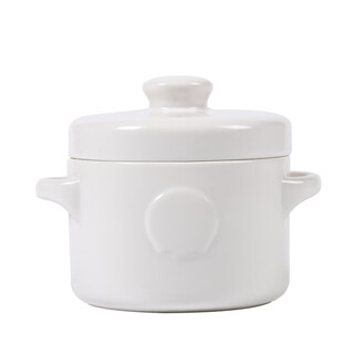 Mudhuojiang ceramic zen style white 400ml double lid water-proof small stew pot baby food supplement egg custard bird's nest soup cup lard jar