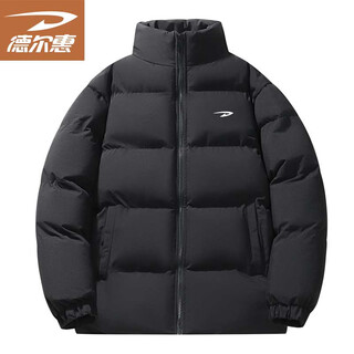 Delhui cotton coat men's autumn and winter cotton coat men's bread coat long-sleeved coat jacket warm stand-up collar top black xl