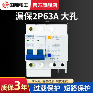 International electrician leakage protector air switch circuit breaker leakage protection household single-phase 3p2p1p small household air switch leakage protection 2p63a