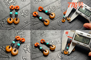 Chuji old phoenix natural beeswax raw stone tibetan safety buckle side hanging pendant accessories natural southern red turquoise dufa tian 776 old beeswax button pair