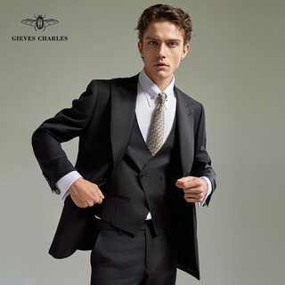Gieves charles italian imported telia fabric men's wool suit black three-piece suit can be customized in size black 48