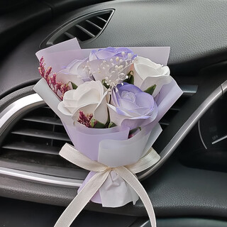 Clcey is suitable for car mini bouquet air outlet aromatherapy eternal soap rose car decoration creative small fresh lilac purple 1g