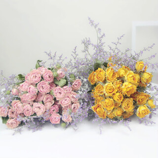 Love yunnan natural rose dried flower bouquet living room decoration lucky rose dried flower real flower decorative ornaments air-dried and roasted romantic + golden barbie (two bundles)