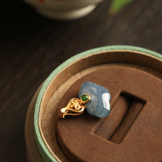 Henglijia natural jade blue jade ruyi lock sterling silver pendant women's new chinese style national style jade longevity lock gold inlaid jade necklace single pendant