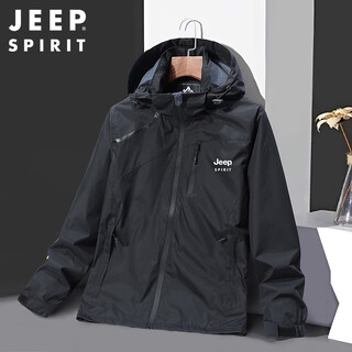 Jeep spirit jeep jacket men's autumn and winter trendy jacket men's hooded charge casual top 1899 black xl