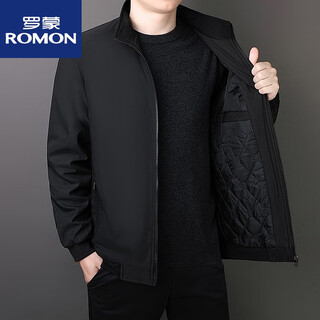 Romon high-quality jacket new men's stand-up collar thickened velvet comfortable and warm executive jacket middle-aged 9985 black thickened 2xl135-150jin jin equals 0.5 kg