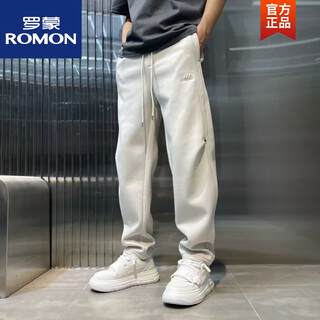 Romon's new autumn and winter velvet thickened straight pants for men and women, solid color, versatile, american trendy loose sports casual pants, off-white thin style 2xl recommended 145160jin jin equals 0.5kg to wear