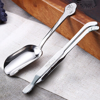 Yijuke 2-piece set, thickened stainless steel tea clip, tea spoon, tea tweezers, tea clip, tea spoon, tea set accessories