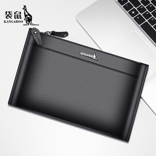 Kangaroo handbag men's genuine leather clutch bag men's envelope bag trendy 2025 new casual business clutch bag men's bag cowhide bag black