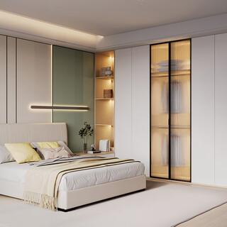 Lin's home modern simple walk-in wardrobe one door to top dressing table integrated bedroom cloakroom cabinet customized gold