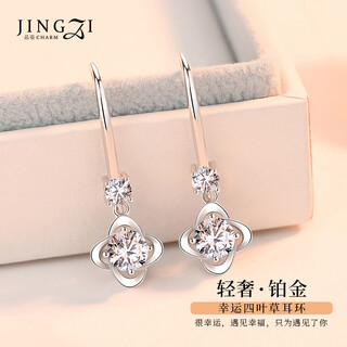 Jingzi pt950 platinum earrings women's fashion tassel earrings long earrings for girlfriend birthday and valentine's day gift white diamond earrings pt950 platinum