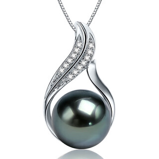 Queen of pearls s925 silver tahitian black pearl pendant seawater pearl necklace for women elegant birthday gift for women
