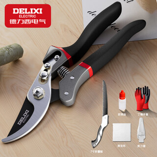 Delixi electric garden branch shears pruning shears thick branch scissors fruit branch shears flower tree shears potted flowers and green plants pruning garden shears 9-inch pruning shears + accessories + garden saw