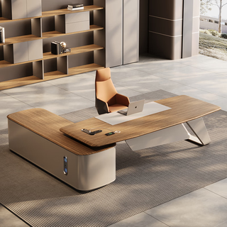 Jiazhi desk boss desk simple modern president desk light luxury manager office desk leadership executive desk office furniture 2.0/2.2m boss desk + 2.4m file cabinet