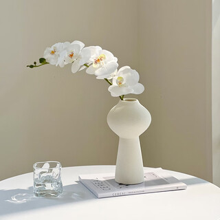 Flower e-flow phalaenopsis artificial flower fake flower table decoration light luxury high-end flower arrangement dining table floral decoration home decoration 1 branch white + gourd round bottle