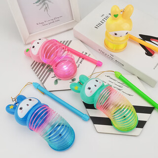 Forest dragon magic rainbow circle nostalgic toy colorful spring circle telescopic circle magic elastic circle children's fun early education gift cute rabbit rainbow circle 1 pack lighting style