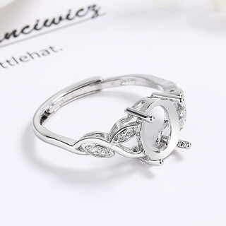 Oidsg ethnic style classic women's ring empty support inlaid with gemstones emerald diamond round oval ring egg surface 2 platinum plated oval 7×9 lao fengxiang same style