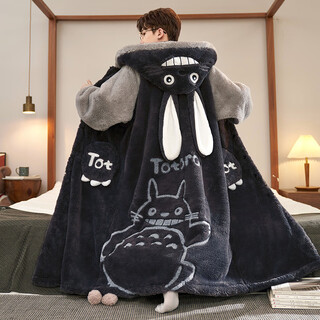 Pajamas for men in autumn and winter thickened and velvet coral velvet pajamas for winter teenagers cartoon men's home clothes set xq1001 xl size recommended 175cm (160jin jin is equal to within 0.5 kg)