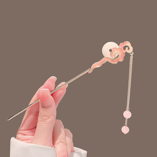 Mr. ouyang's chinese style ancient style auspicious cloud transparent hairpin plate imitation jade hairpin step shake tassel internet celebrity 2025 new hairpin for women a2092-1 auspicious cloud jade hairpin - pink a23-103