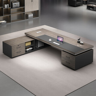 Boss litang's office desk and chair combination with double cabinets, simple and modern president's table, manager's table, supervisor's table, luxurious and elegant executive desk, 2.4-meter boss's table (including luxury double-sided cabinets)