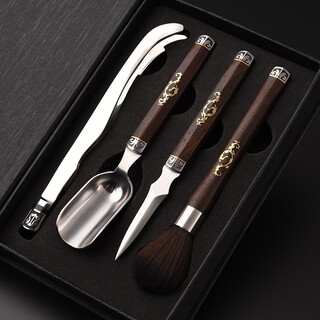 Jinge pu'er tea knife, tea spoon, tea clip three-piece set, kung fu tea set accessories, tea ceremony six gentlemen spare parts, 304 stainless steel, jinlong stainless steel 4-piece set