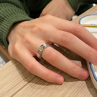 Mansheng engraved titanium steel ring men's trendy korean version hip-hop men's single ring student index finger ring personalized street fashion men's tail ring default hair beauty 9 other sizes order notes