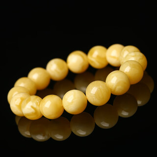Prodigal heart chicken fat yellow old honey white flower nectar old type beads men and women natural amber beeswax beads bracelet boyfriend 2024 height 15mm