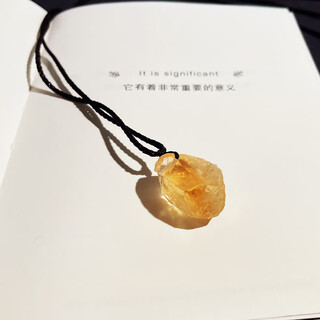 Weicheng natural citrine rough stone pendant unpolished bare stone niche necklace for men and women couples