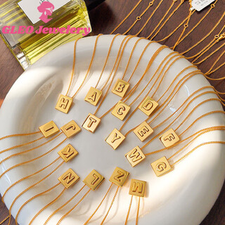 Dl 1998 fat donglai same style 18k gold plated pendant european and american 26 letter necklace lisa same style square small sweater chain lock letter z