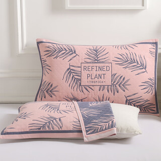 A pair of fine color cotton pillow towels for adults with six layers of gauze pillow towels, a pair of anti-mite full towels, and a pair of pine and cypress leaves light pink
