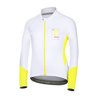 Santic children's spring and autumn long-sleeved cycling clothes zippered sliding cycling tops for men and women, white s (110)