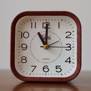 Combas clean sound alarm clock for students and the elderly with large characters for children's simple dormitory desktop bedroom bedside clock combas square (dark wood color) clean sound travel time dry battery