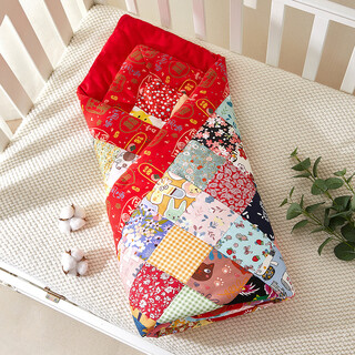 Newborn baijia quilt finished baby handmade pure cotton quilt baby cuddle quilt children's autumn and winter thick cover blanket summer gong xi fa cai (removable autumn and winter quilt) 100*100cm