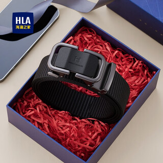 Heilan home men's belt men's automatic buckle woven canvas outdoor sports fashion versatile pants belt birthday gift for boyfriend black