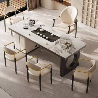 2025 new high-end slate tea table and chair combination, modern and simple kettle with integrated built-in tea table, tea table, 12mm thickened slate, two colors available, 1.2 meters tea table (single table)