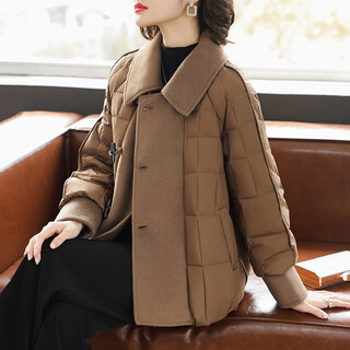 Woodpecker (tucano) mom winter large size short down down jacket middle-aged winter thickened cotton jacket middle-aged women's top light brown 2xl (recommended 105-120 jin jin equals 0.5 kg)