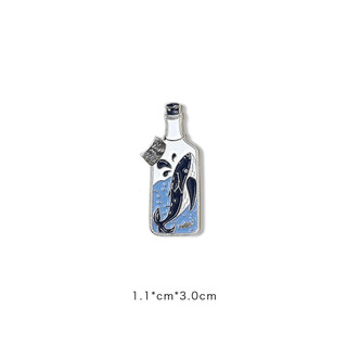 Ekustyee astronaut couple brooch whale cute creative men's and women's metal badge pin bag decoration drift bottle whale