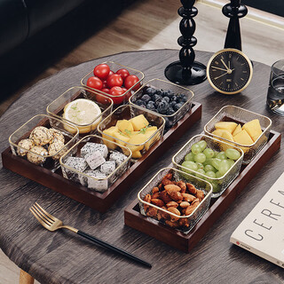 Genasi glass fruit plate living room light luxury creative snack compartmented dry fruit plate nordic ins internet celebrity snack candy plate