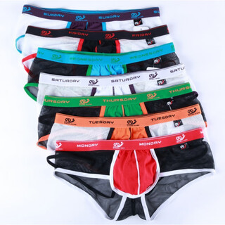 Adult meishigebes men's underwear low-waisted sexy u convex mesh transparent men's love triangle thong t black s