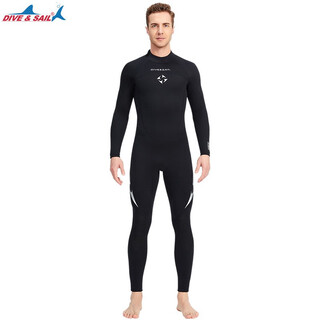 Wetsuit for women one-piece men's 3mm thickened cold-proof and warm professional deep diving sunscreen long-sleeved trousers suit full-body zipper jellyfish swimsuit wet neoprene frogman freestyle equipment men's black l