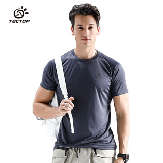 Tectop quick-drying t-shirt breathable men's round neck short-sleeved quick-drying shirt 043 men's dark gray xl