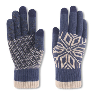 Aomeilehuo non-slip touch screen warm knitted gloves men's velvet thickened autumn and winter outdoor woolen gloves a36 navy one size