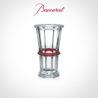 Baccarat haku series 1841 large vase gold rim straight cylinder gift transparent + red