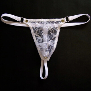 Transparent mesh men's thong revealing buttocks pp, trendy and creative men's underwear, sexy and tempting low-waisted t-string underwear, alternative sm guiruo white xl