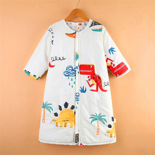 Lumiko children's sleeping bag baby anti-kick quilt baby pure cotton autumn and winter thick constant temperature medium and large children long sleeve pajamas four seasons dinosaur paradise clothes length 100 recommended height 100-120cm