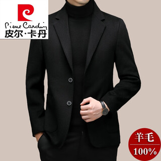 Пьер Карден (pierre cardin) новый повседневный костюм, куртка, шерстяной одиночный костюм для мужчин среднего возраста, деловой модный повседневный одиночный костюм, маленький трикотажный черный костюм 170/m